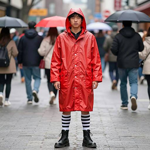 Unique One-Legged Costume in Urban Scene