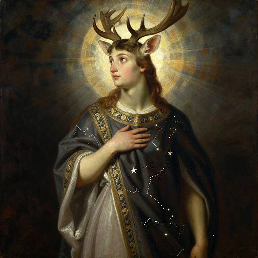 Celestial Stag in Ornate Constellation Cloak
