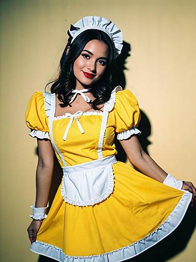 Woman in Yellow Maid Dress