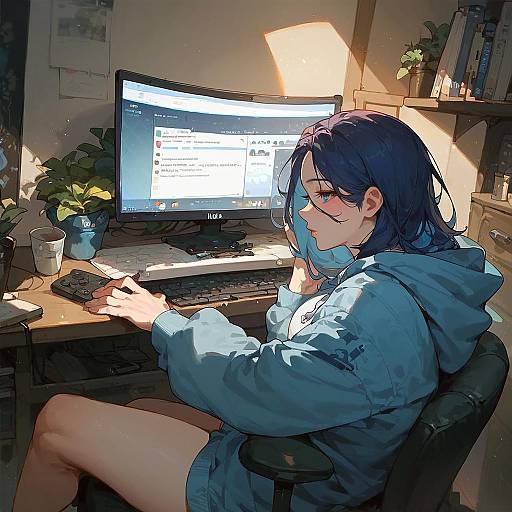 Solo Indoor Night with Computer Setup