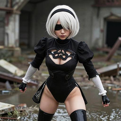 Cosplay of YoRHa No. 2 Type B in Fighting Stance