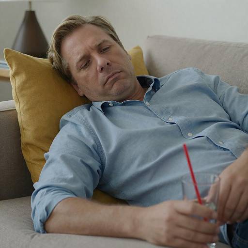 Relaxed Middle-Aged Man on Couch