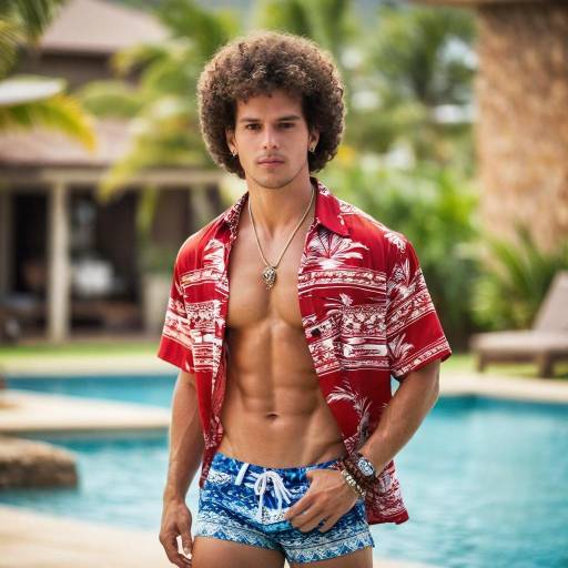 Stylish Male in Hawaiian Summer Vibes