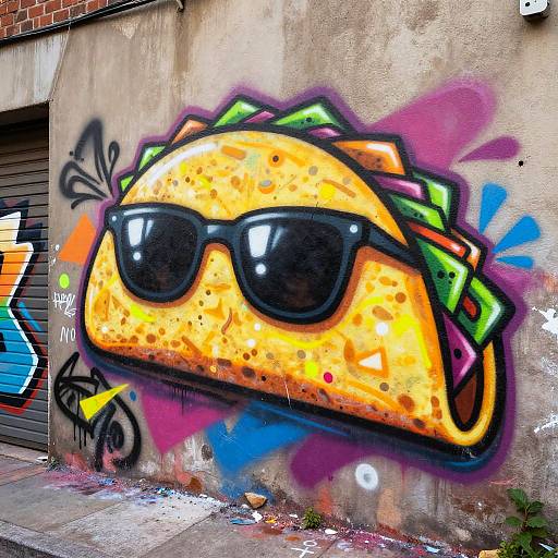 Neon Taco Graffiti Mural Art