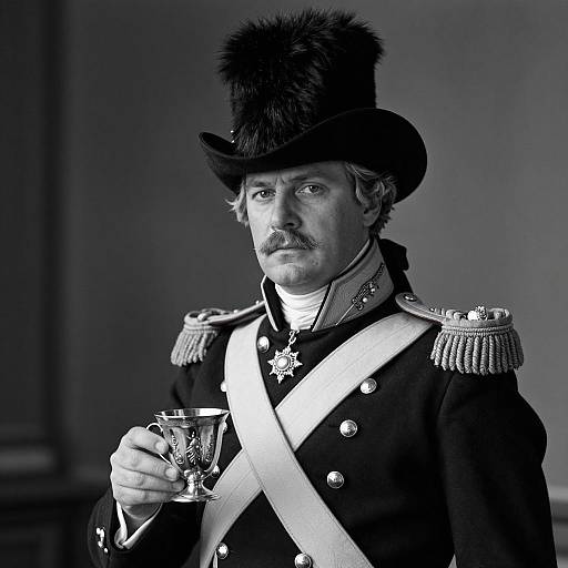 Elegant Military Portrait in Black and White