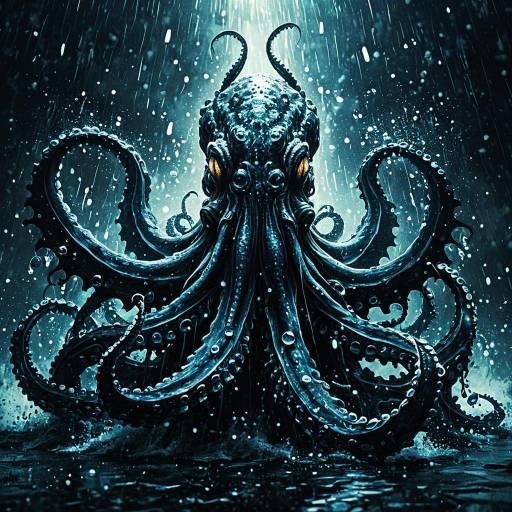 Fantasy Kraken Ink Creature in Dark Water