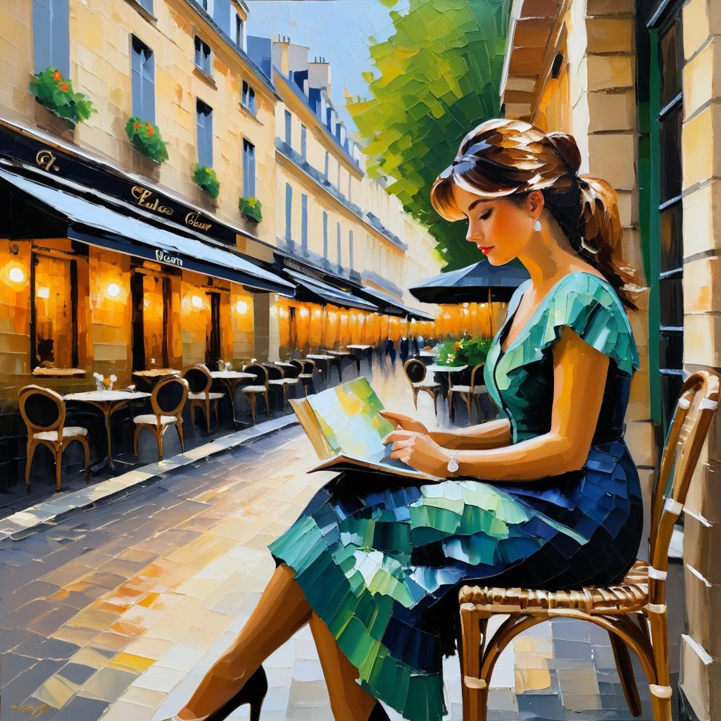 Serene Beauty at a Paris Café