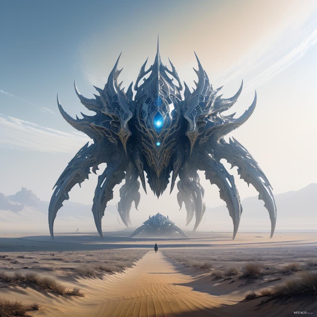 Biomechanical Beast in Barren Wasteland