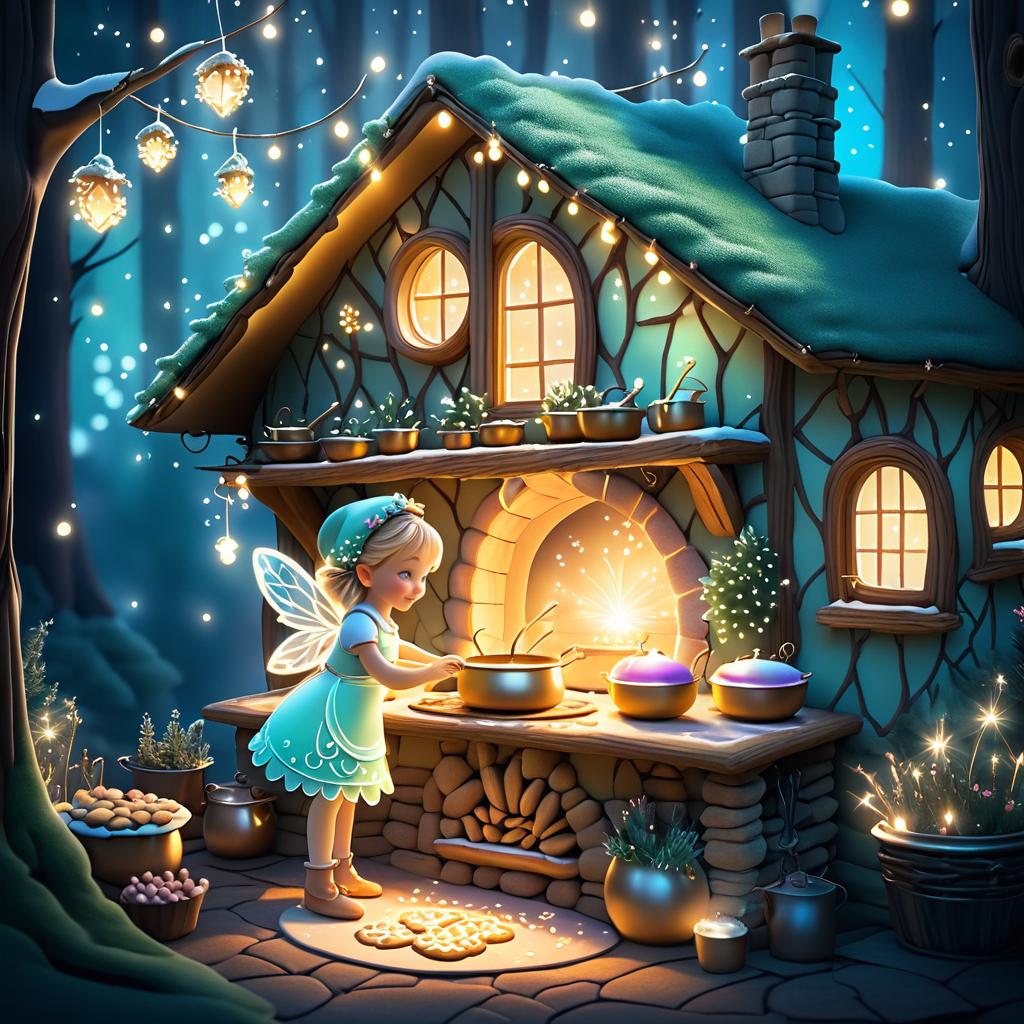 Whimsical Fairy Baking in a Forest Cottage