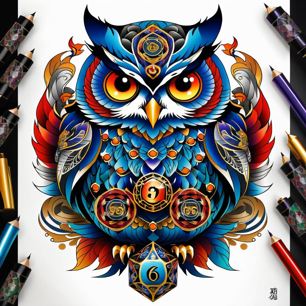 Intricate Irezumi Owl Tattoo Design