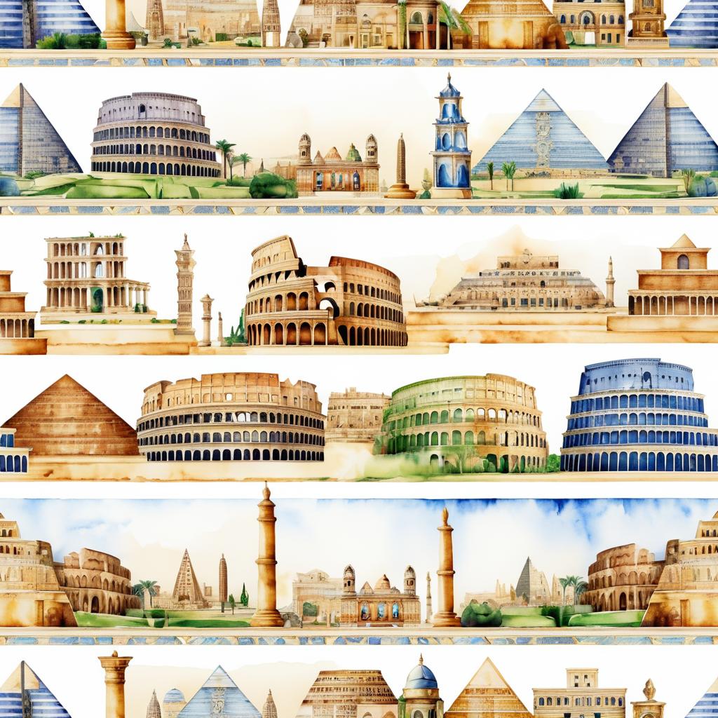 Elegant Watercolor Landmarks Wallpaper Design