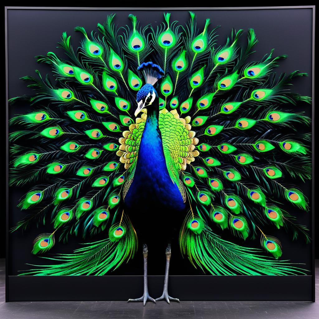 Vibrant Peacock on Black Screen