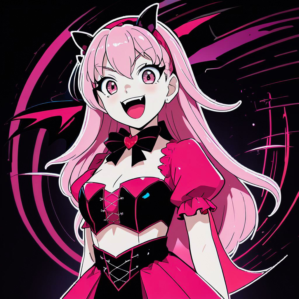 Vibrant Vampire Cosplayer in Anime Style