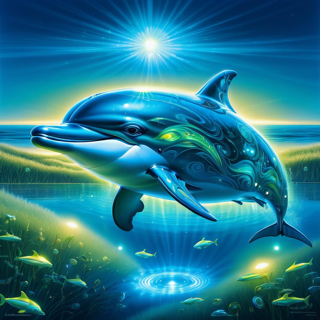 Glowing Dolphin in a Summer Field