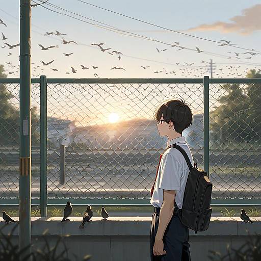 Handsome Boy Walking Home from School