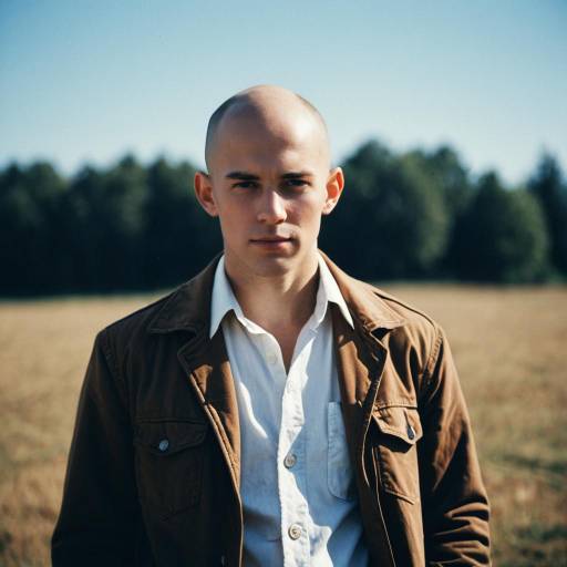 Portrait of Bald Man in Brown Jacket