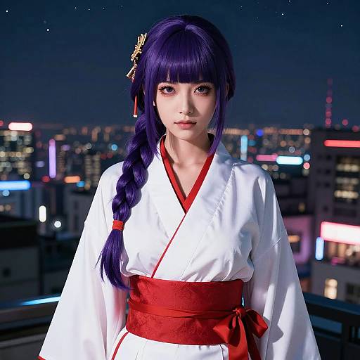 RaidenShogun in Cyberpunk Rooftop Scene