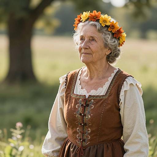 Serene Portrait of Elderly Woman in Costume