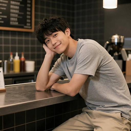 Casual Asian Man in Relaxed Setting