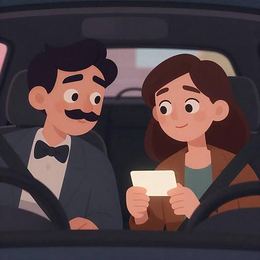 Animated Characters in Dimly Lit Car