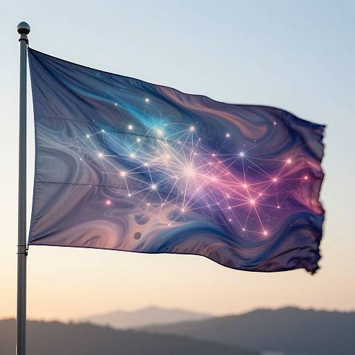 AI Neural Network Flag at Dawn