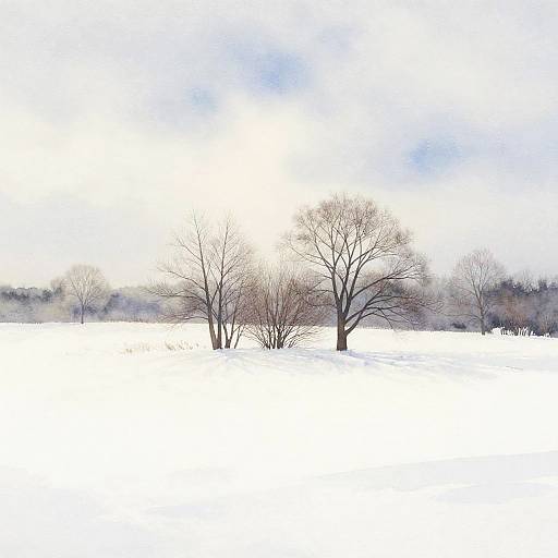 Minimalist Soft Watercolor Winter Landscape