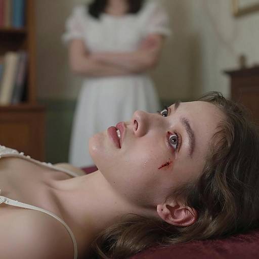 Haunting Close-Up of a Bloodied Woman