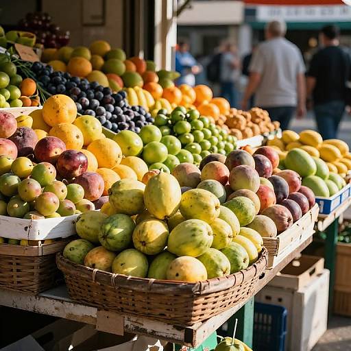 Vibrant Morning Fruit Market Stall