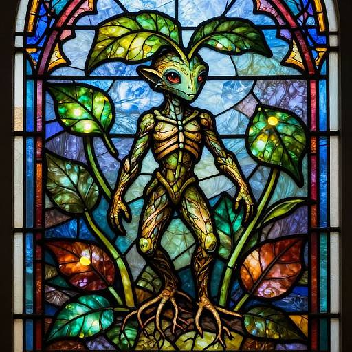 Stained Glass Mandrake Plant Art