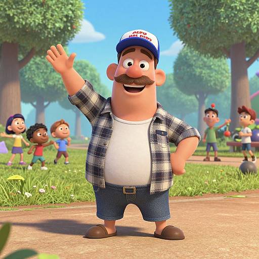 Cheerful Pixar Dad in Park