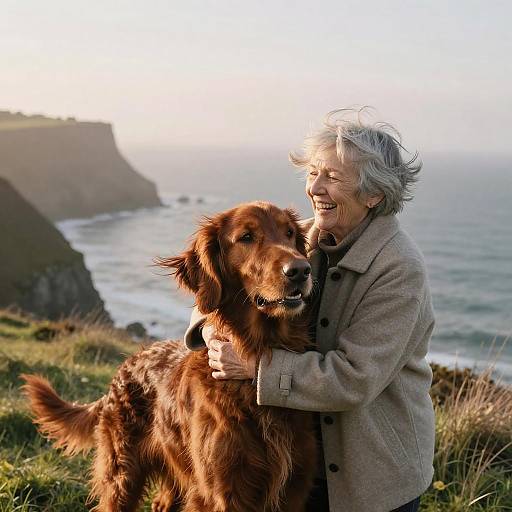 Joyful Moment on Coastal Cliffs