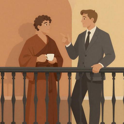 Classical Scene with Two Men Interacting