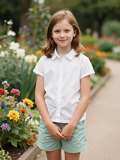 9-Year-Old Girl in Garden Portrait