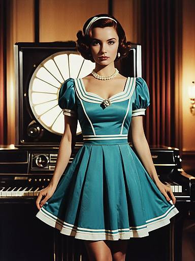 Elegant Woman in Retro Party Dress