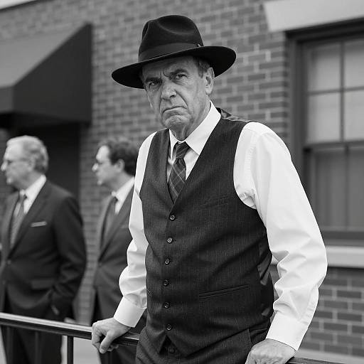 Stern Middle-Aged Man in Vintage Attire