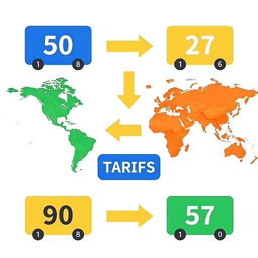 Colorful graphic showing arrows and numbers: 50 (blue), 27 (yellow), 90 (yellow), 57 (green), with green
