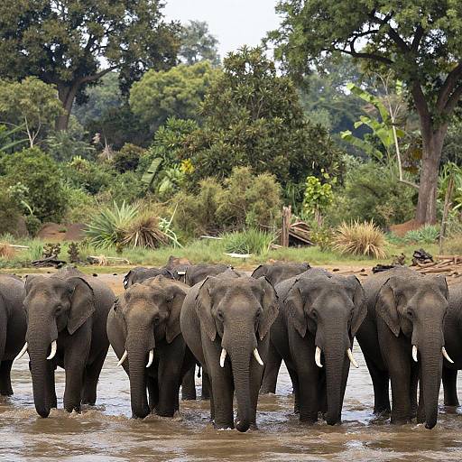 Eye-Level Capture of Elephants by River
