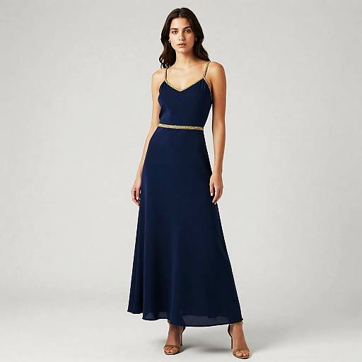 Elegant Woman in Blue Dress