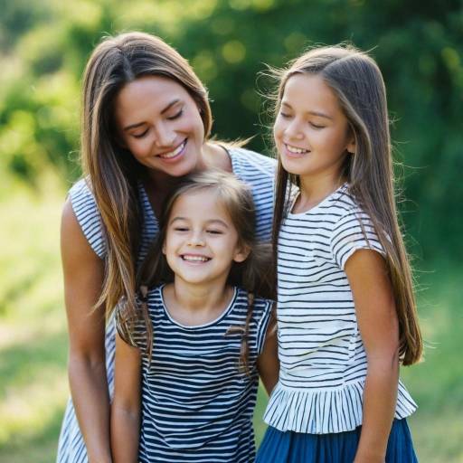 Mother with Two Daughters Outdoors