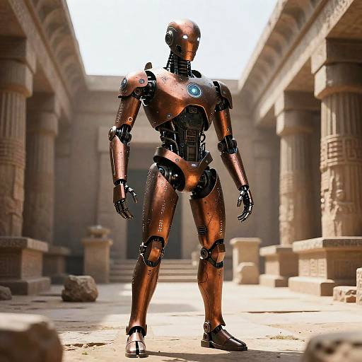 Android Archaeologist in Ancient Ruins