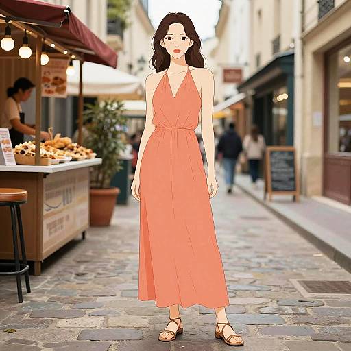 Coral Maxi Dress in Paris Alley
