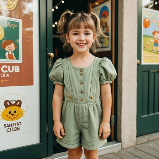 Smiling Toddler Girl in Sage Green Romper