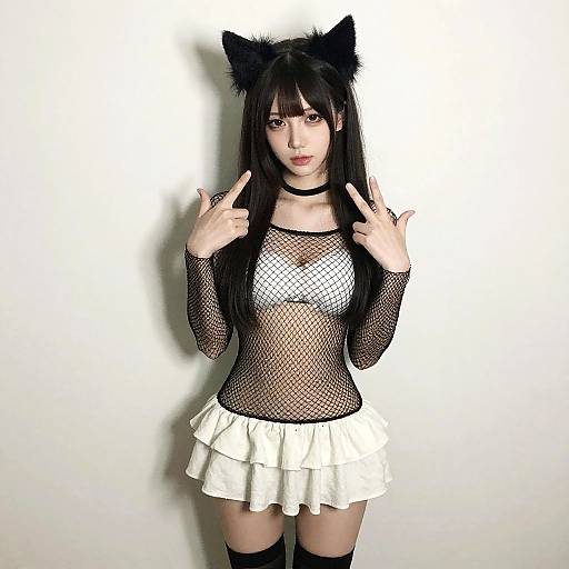Photo-Realistic Goth Egirl with Cat Ears