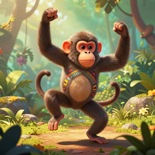 Monkey Dancing Griddy in Jungle