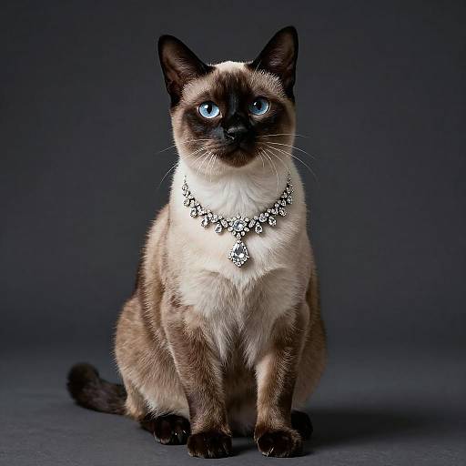Elegant Siamese Cat Portrait with Diamonds