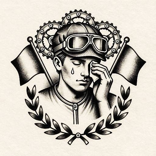 Vintage Tattoo Cyclist Ink Illustration