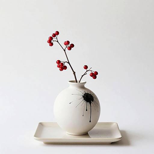 Minimalist Still Life with Red Berries