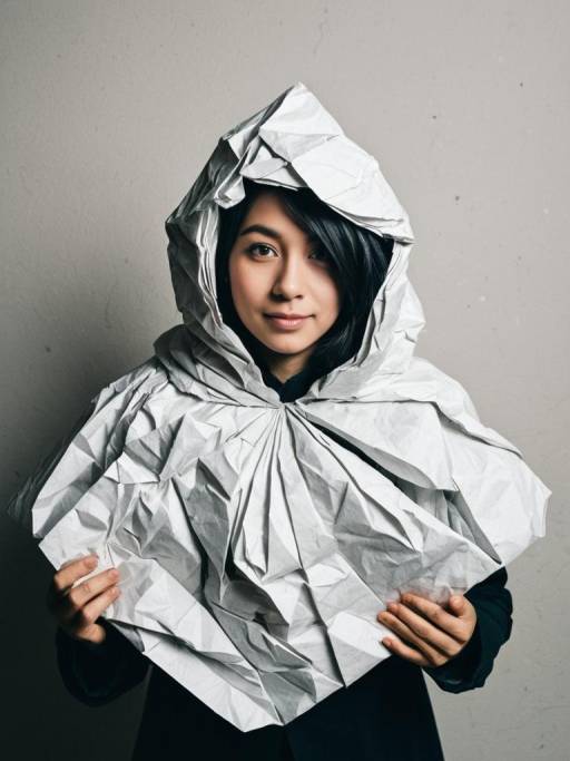 Humorous Crumpled Paper Costume Portrait
