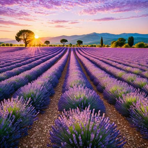 Lavender Field at Sunrise in Provence