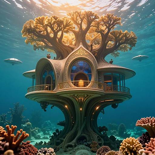 Futuristic Underwater Art Nouveau Treehouse